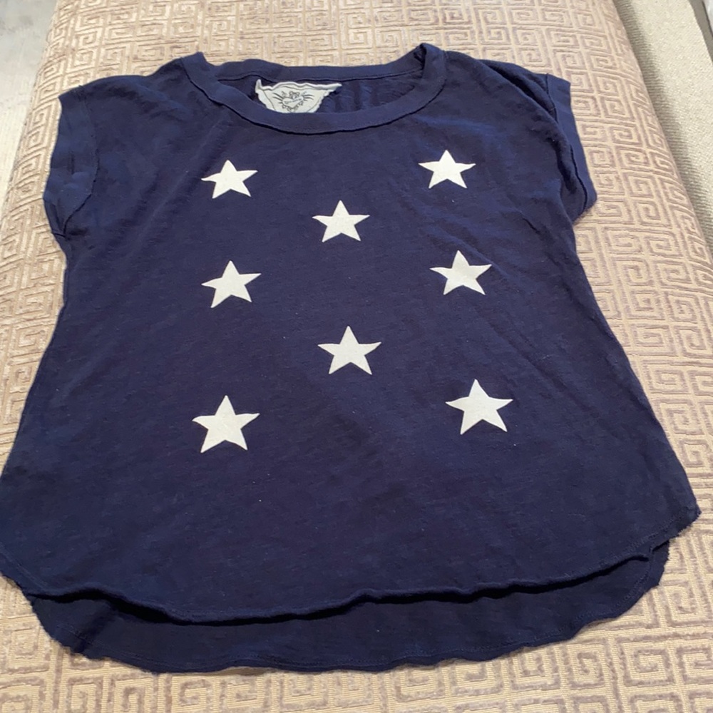 T2 Love blue sleeveless top with stars size 10